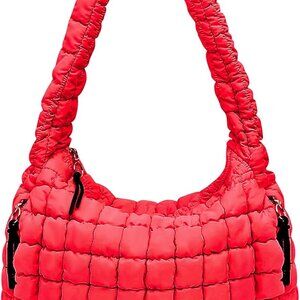 Fashionable Large Quilted Puffer Tote - Versatile Hobo Shoulder Bag for Women